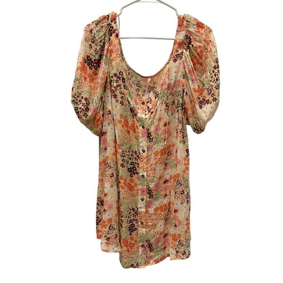 Free People Callie Floral Print Scoop Neck Short Sleeve Tunic Top .Size XS - Picture 7 of 16
